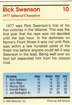 1992 MotorArt Iditarod Sled Dog Race #10 1977 Champion Back